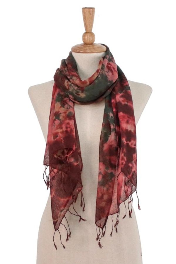 Alternate image for Tie-Dyed Cotton Wrap Scarf in Red from Thailand Heated Colors
