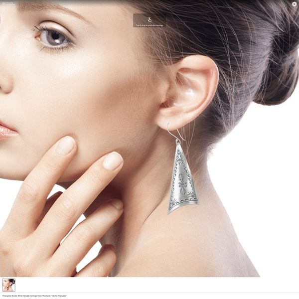 Alternate image for Triangular Karen Silver Dangle Earrings from Thailand Exotic Triangles