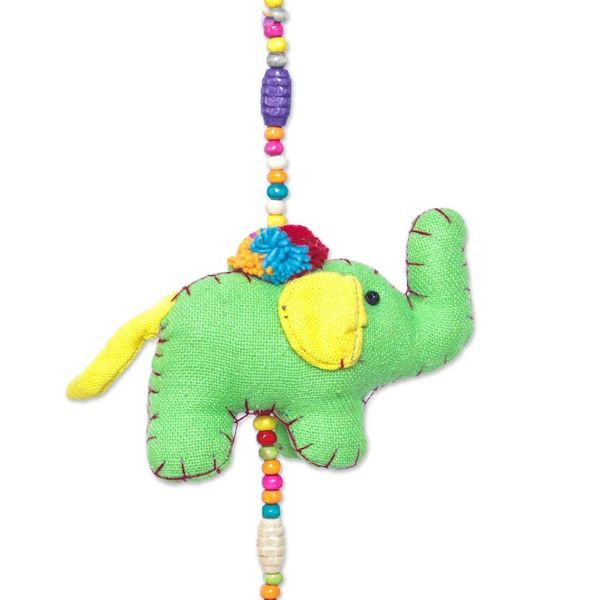 Alternate image for Colorful Cotton Elephant Mobile Crafted in Thailand Splendorous Elephants