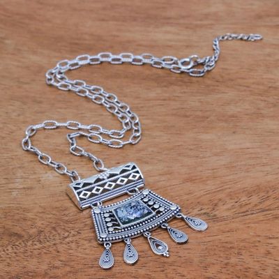 Alternate image for Silver Necklace with Roman Glass Handmade in Thailand Ancient Dance