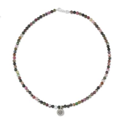Alternate image for Tourmaline Om Beaded Pendant Necklace from Thailand Beautiful Om