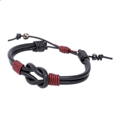 Alternate image for Thai Handmade Black  Red Leather Cord Unity Bracelet Unity and Harmony