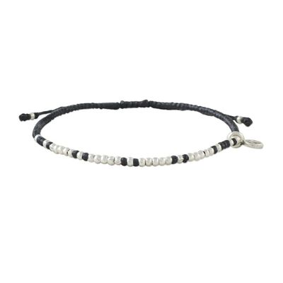 Alternate image for Bohemian Black Cord and 950 Silver Beaded Bracelet Bohemian Life in Black