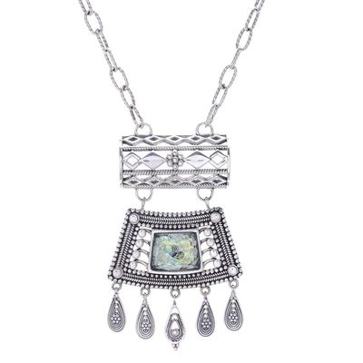 Alternate image for Silver Necklace with Roman Glass Handmade in Thailand Ancient Dance
