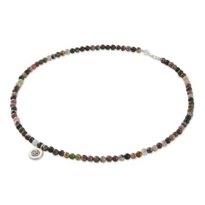Alternate image for Tourmaline Om Beaded Pendant Necklace from Thailand Beautiful Om