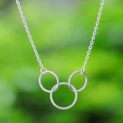 Alternate image for Abstract Sterling Silver Pendant Necklace from Thailand Abstract Friends