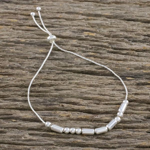 Alternate image for Handmade 925 Sterling Silver Morse Code Love Chain Bracelet Morse Code Love