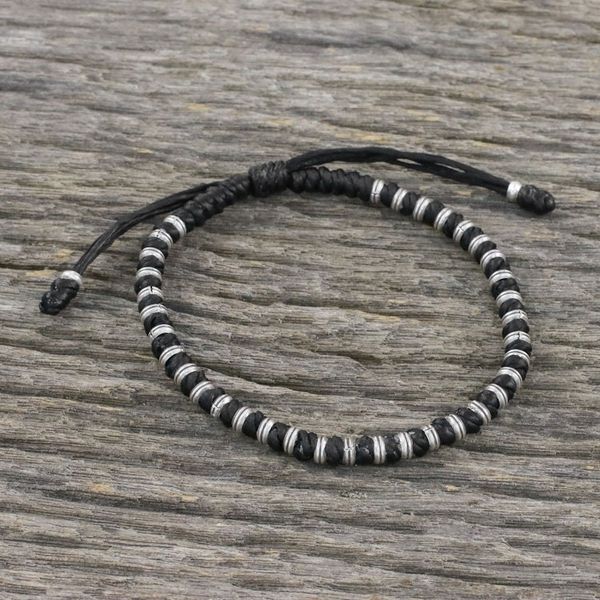 Alternate image for Artisan Crafted Cord Bracelet with 950 Silver Beads Endeavor in Black