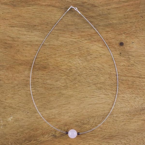 Alternate image for Rose Quartz and Garnet Pendant Necklace from Thailand Touch of Rose