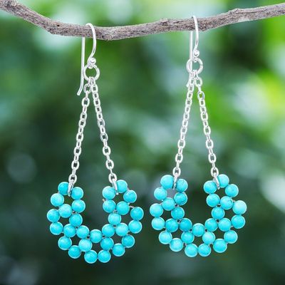 Alternate image for Handmade Sterling Silver Dangle Earrings from Thailand Jolly Morning in Turquoise