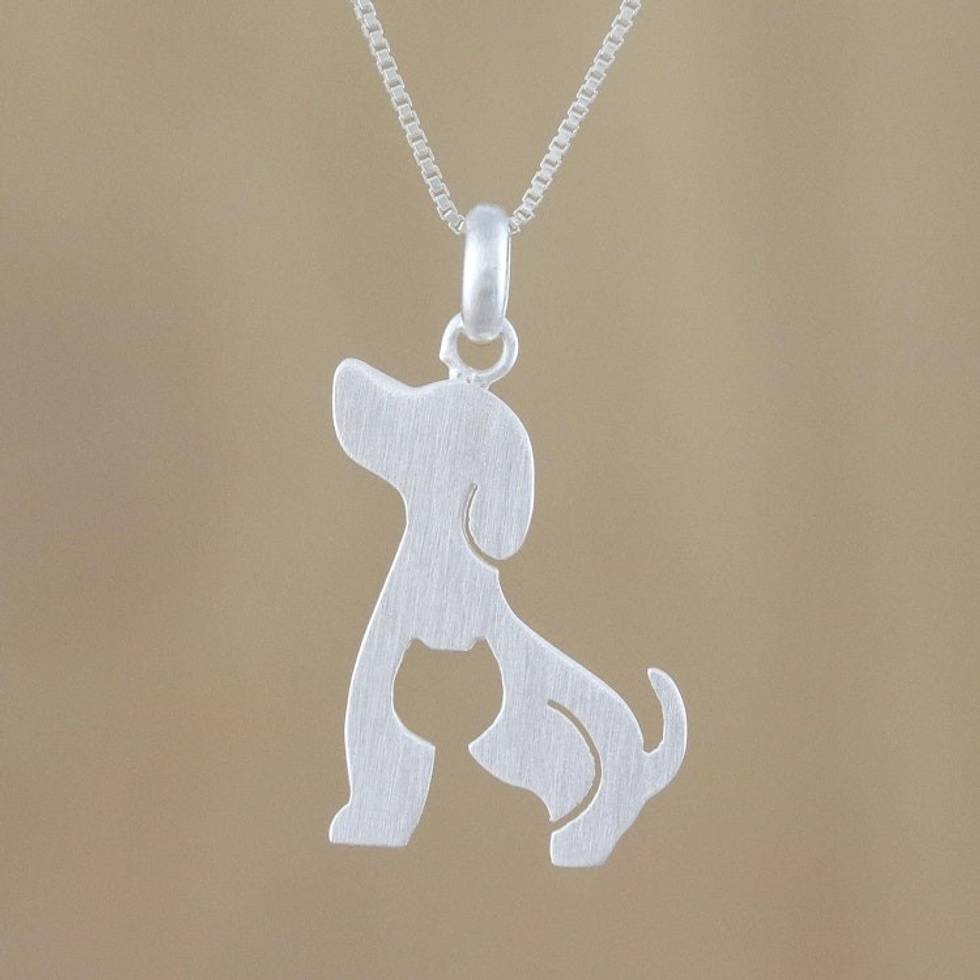 Dog and Cat Sterling Silver Pendant Necklace from Thailand 'Steadfast Companions'