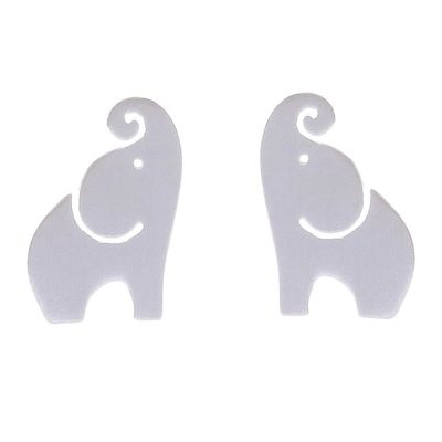 Alternate image for Brushed-Satin Sterling Silver Elephant Stud Earrings Singing Elephants
