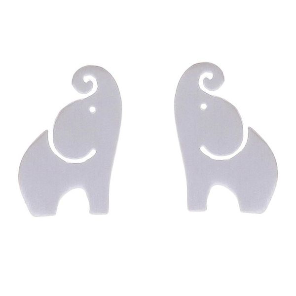 Alternate image for Brushed-Satin Sterling Silver Elephant Stud Earrings Singing Elephants