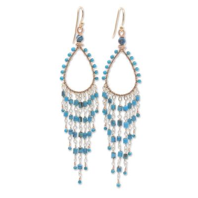 Alternate image for Reconstituted Turquoise and Hematite Waterfall Earrings Paradise Lake