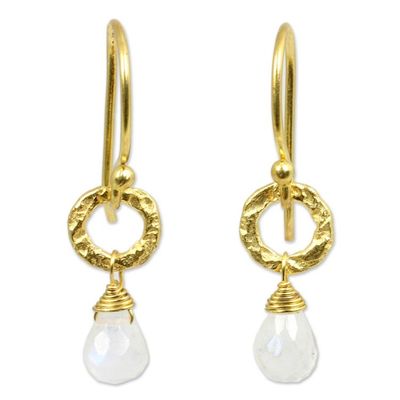 Alternate image for Fair Trade Gold Plated Earrings with Moonstone Dewy Suns