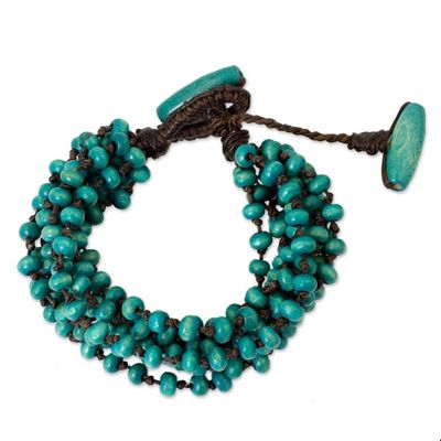 Alternate image for Blue Torsade Bracelet Wood Beaded Jewelry Mekong Belle