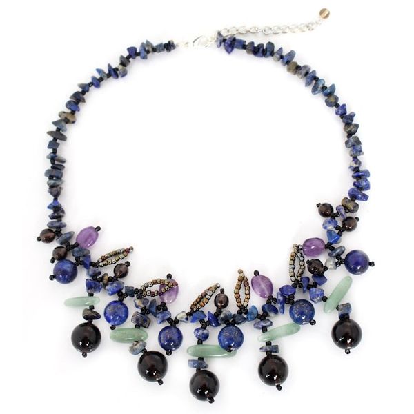 Alternate image for Lapis lazuli and Amethyst Beaded Necklace Lanna Pizzazz