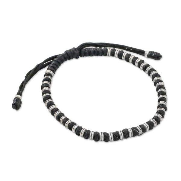 Alternate image for Artisan Crafted Cord Bracelet with 950 Silver Beads Endeavor in Black