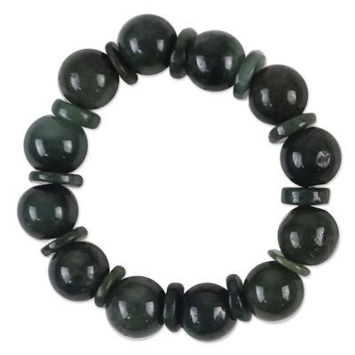 Alternate image for Green Jade Beaded Stretch Bracelet from Thailand Simply Green