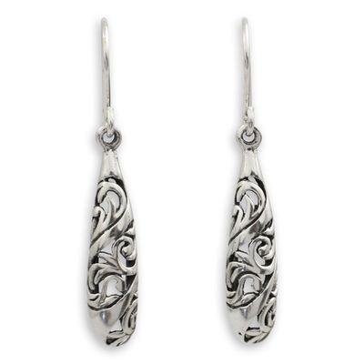 Alternate image for Thai Filigree Dangle Earrings in Polished Sterling Silver Filigree Dew