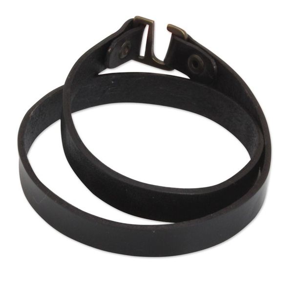Alternate image for Mens Artisan Crafted Modern Leather Wrap Bracelet Enigma in Black