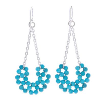 Alternate image for Handmade Sterling Silver Dangle Earrings from Thailand Jolly Morning in Turquoise