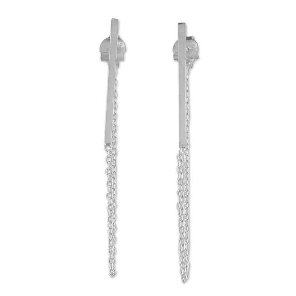 Alternate image for Sterling Silver Bar and Chain Hoop Earrings Juxtapose