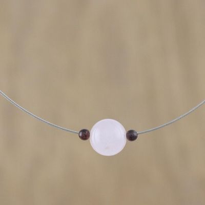 Alternate image for Rose Quartz and Garnet Pendant Necklace from Thailand Touch of Rose