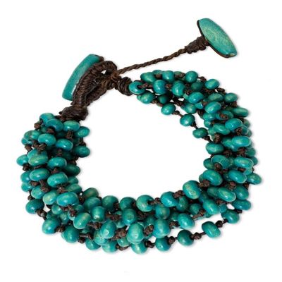 Alternate image for Blue Torsade Bracelet Wood Beaded Jewelry Mekong Belle