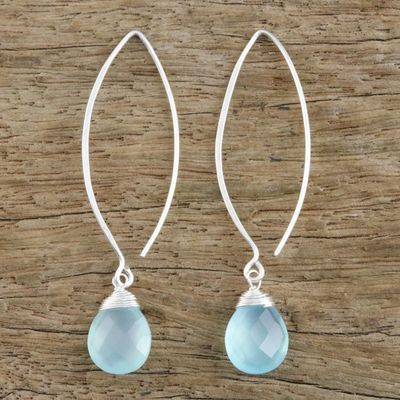 Alternate image for Hand Made Sterling Silver and Chalcedony Earrings Sublime