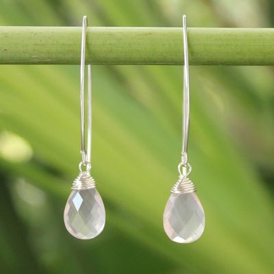 Alternate image for Rose Quartz Dangle Earrings Sublime