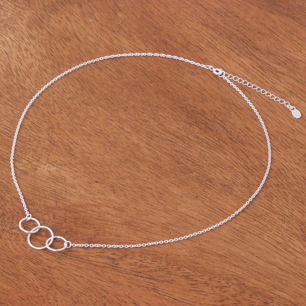 Alternate image for Abstract Sterling Silver Pendant Necklace from Thailand Abstract Friends
