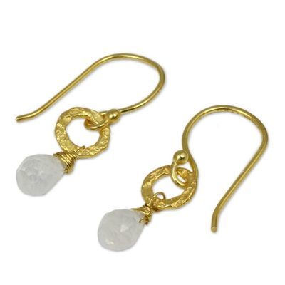 Alternate image for Fair Trade Gold Plated Earrings with Moonstone Dewy Suns