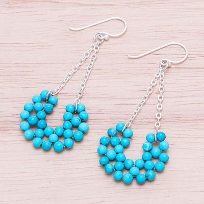 Alternate image for Handmade Sterling Silver Dangle Earrings from Thailand Jolly Morning in Turquoise