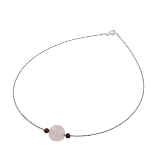 Alternate image for Rose Quartz and Garnet Pendant Necklace from Thailand Touch of Rose