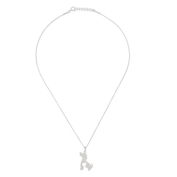 Alternate image for Dog and Cat Sterling Silver Pendant Necklace from Thailand Steadfast Companions
