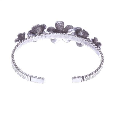 Alternate image for Oxidized Silver Floral Cuff Bracelet Five Flowers
