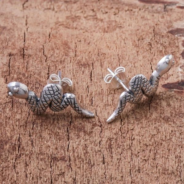 Alternate image for Sterling Silver Snake Button Earrings from Thailand Cute Snakes