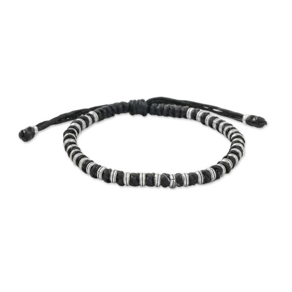 Alternate image for Artisan Crafted Cord Bracelet with 950 Silver Beads Endeavor in Black