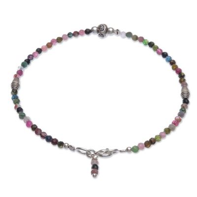 Alternate image for Handmade Tourmaline and Silver Beaded Bracelet Good Vibrations in Green