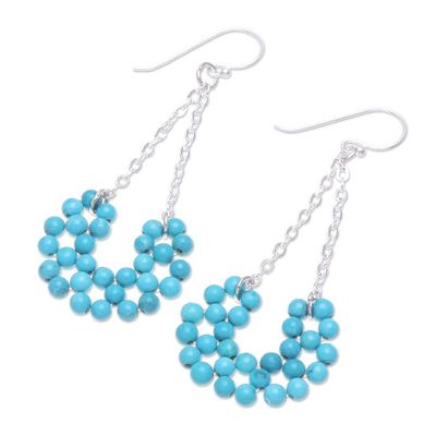 Alternate image for Handmade Sterling Silver Dangle Earrings from Thailand Jolly Morning in Turquoise