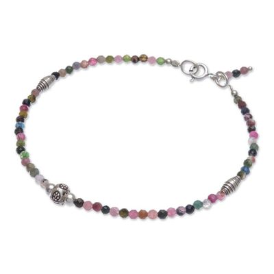 Alternate image for Handmade Tourmaline and Silver Beaded Bracelet Good Vibrations in Green