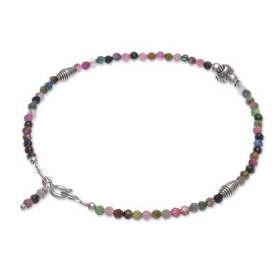 Alternate image for Handmade Tourmaline and Silver Beaded Bracelet Good Vibrations in Green