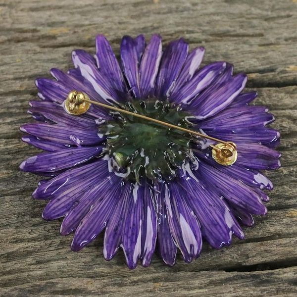 Alternate image for Handmade Natural Blue-Violet Gerbera Brooch from Thailand Splendid Petals in Violet