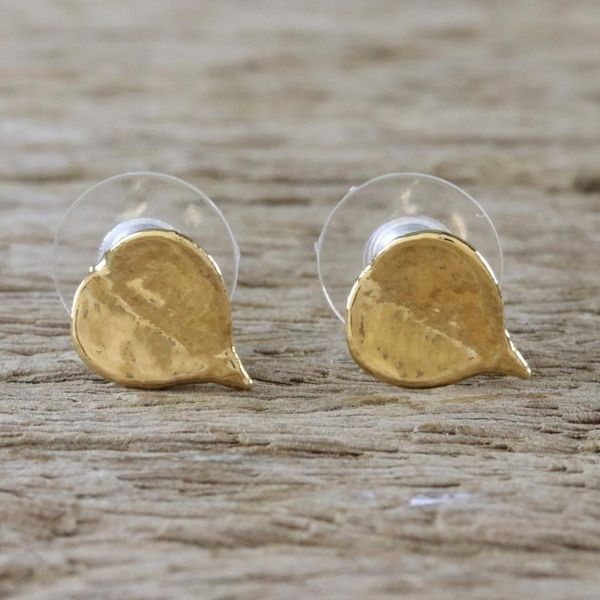 Alternate image for Gold Plated Natural Million Hearts Leaf Stud Earrings Heartfelt Nature
