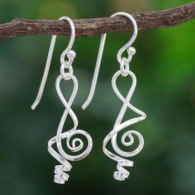 Alternate image for Clef Note Sterling Silver Music-themed Handmade Earrings Melody in Me