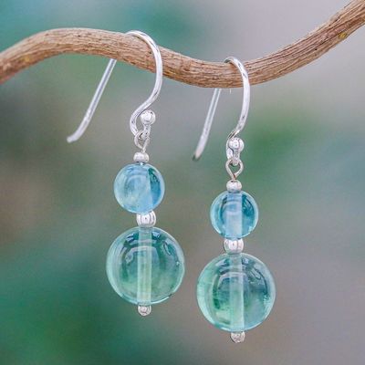 Alternate image for Unique Beaded Fluorite Earrings Blue Genie