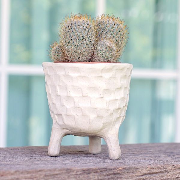 Alternate image for Handcrafted Ceramic Flower Pot with Three-Legged Design Luminous Roots