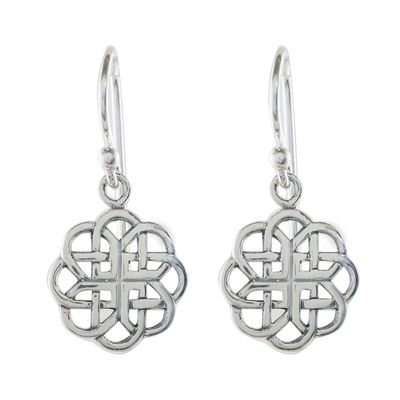 Alternate image for Circular Sterling Silver Celtic Knot Earrings from Thailand Knotted Flowers
