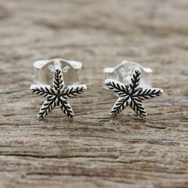 Alternate image for Sterling Silver Starfish Stud Earrings from Thailand Starfish Charm